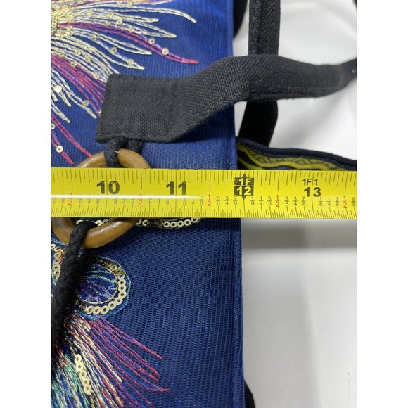 Women’s Shoulder Bag Peacock Floral Boho Ethnic Style Handbag Tote Embroidered - Picture 7 of 7